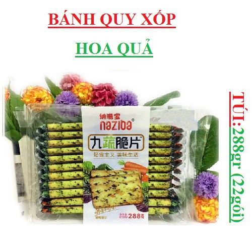 Bánh hoa quả quy xốp Nine Vegatable biscuits YMAID túi 288gr (22 gói) date t5.2022