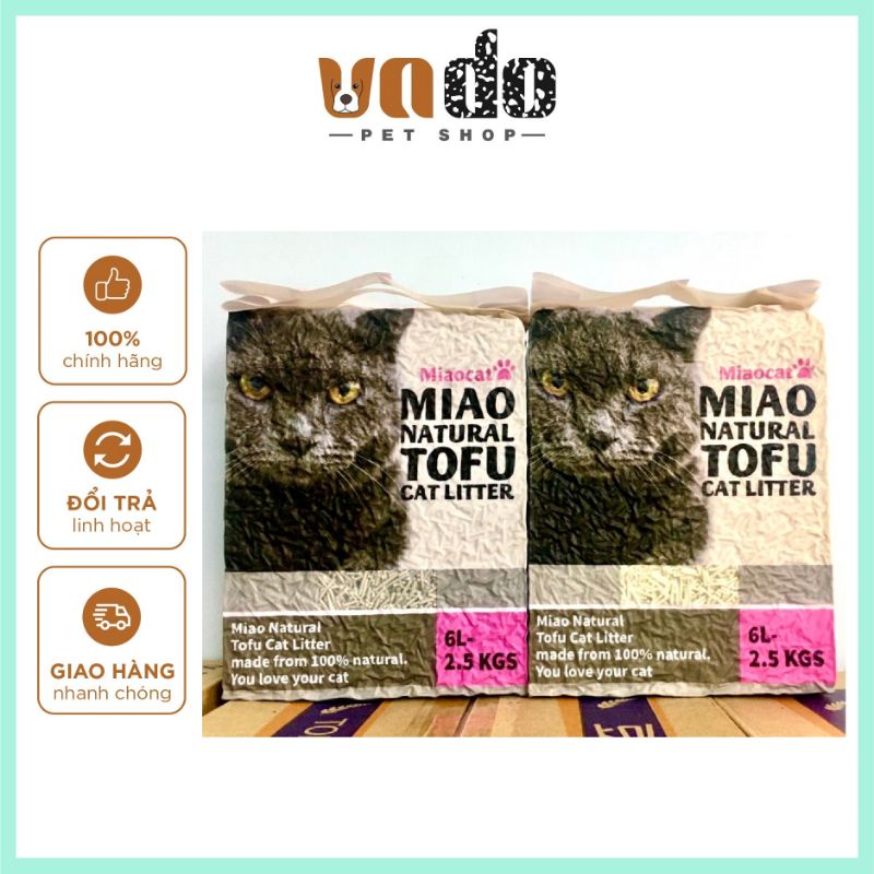 Cát vệ sinh đậu nành cho mèo Miao Tofu 6L siêu khử mùi, tiết kiệm và ít bụi