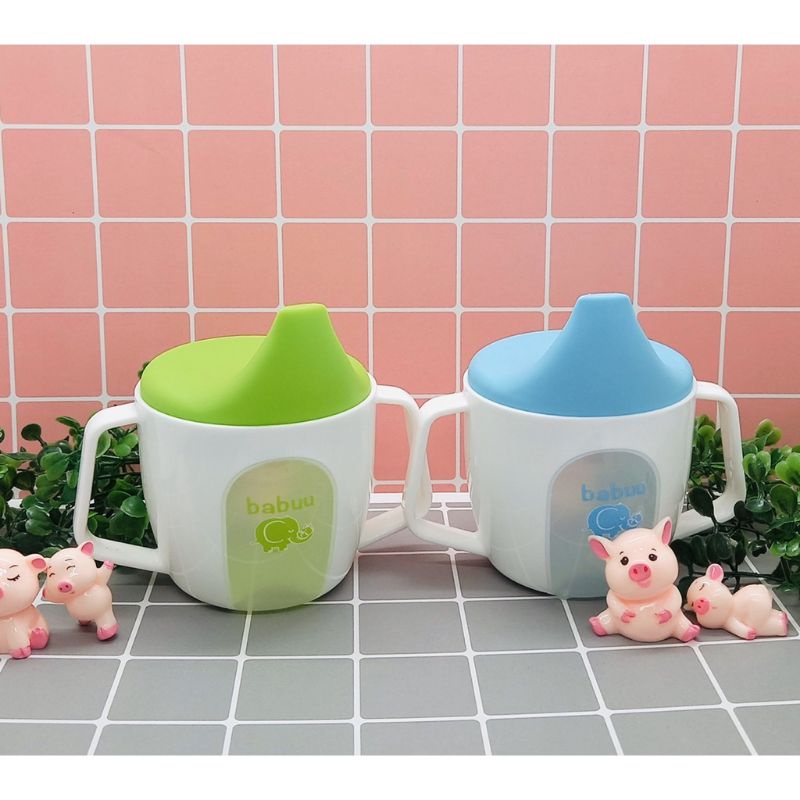 Cốc Tập Uống Nước Chống Sặc, Có Tay Cầm Babuu 150ml, Cho Bé Từ 6 Tháng