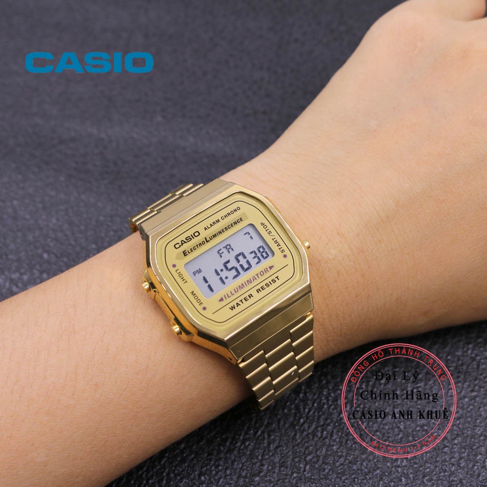 [Mã FARSBR243 giảm 15% đơn 249K] Đồng hồ Unisex Casio Vintage A168WG-9WDF dây kim loại