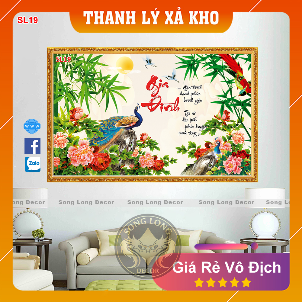 Tranh Dan Tường Chữ Gia Đình- SL19-Tranh 3d Thư Pháp - Song Long Decor
