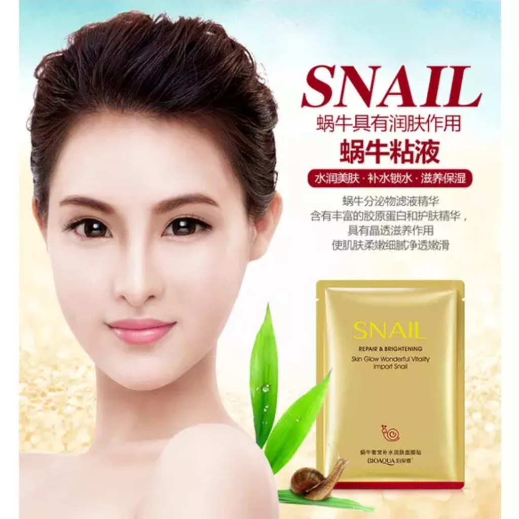 Combo 10 mặt nạ Ốc Sên Cao Cấp Bioaqua SNAIL Repair &amp; Brightening Skin