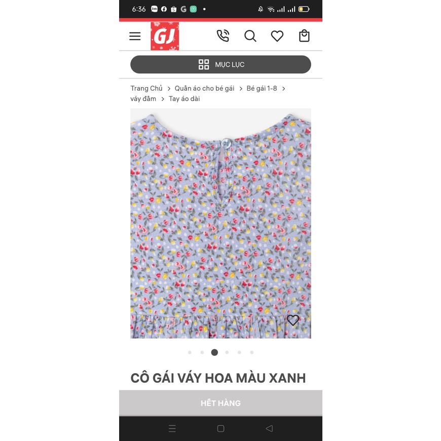 Đầm dài tay bé gái hoa nhí xuất dư xịn hãng GJ