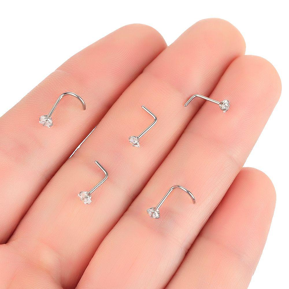 Khuyên Mũi Bằng Thép Hình Chữ L Quyến Rũ|Vít Mỏng|Khuyên Xỏ Rốn Đính Đá Quyến Rũ