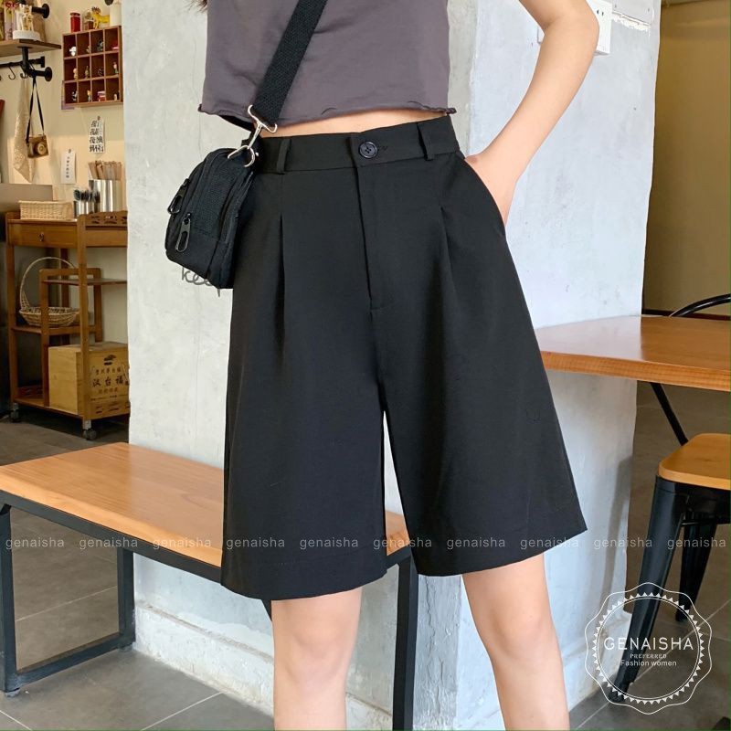 Quần Dài Lưng Cao Màu Trơn Kiểu Dáng Đơn Giản Thanh Lịch