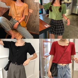 Áo thun lửng cổ vuông ngắn tay quyến rũ cho nữ