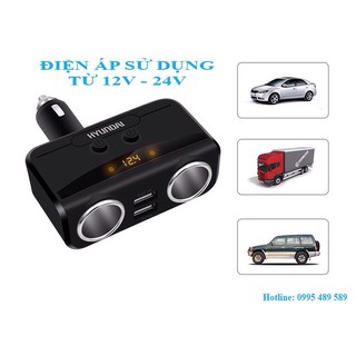 <XẢ KHO> Bộ Chia Tẩu Sạc Xe Hơi Huyndai Cao Cấp Hàng Hiệu 2 Tẩu - 2 Cổng USB