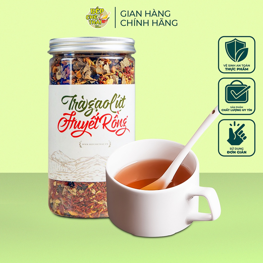 Trà Gạo Lứt Huyết Rồng Đậu Đen Hoa Nhài Lá Sen - Hũ 650 Gram - Bếp Chè Thái