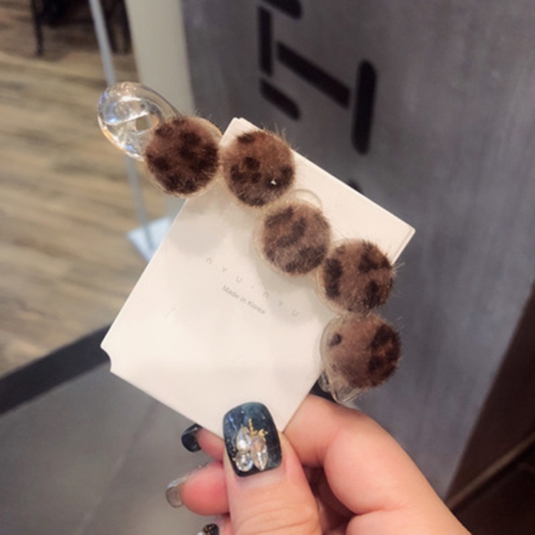 Kẹp tóc gấp 5 tròn họa tiết lông beo thời trang trẻ trung cho nữ K32