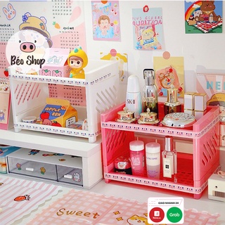 Kệ nhựa mini , giá để đồ 2 tầng làm decor , đựng đồ đa năng xinh xắn
