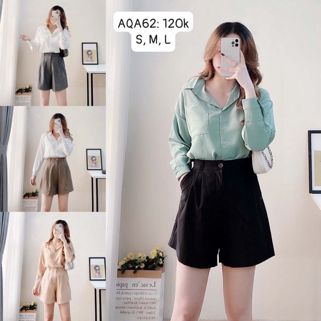 Quần short nữ quần đùi nữ xếp ly lưng cao ống rộng  2 túi đẹp cạp cao ulzzang CHIBEST  AQA62