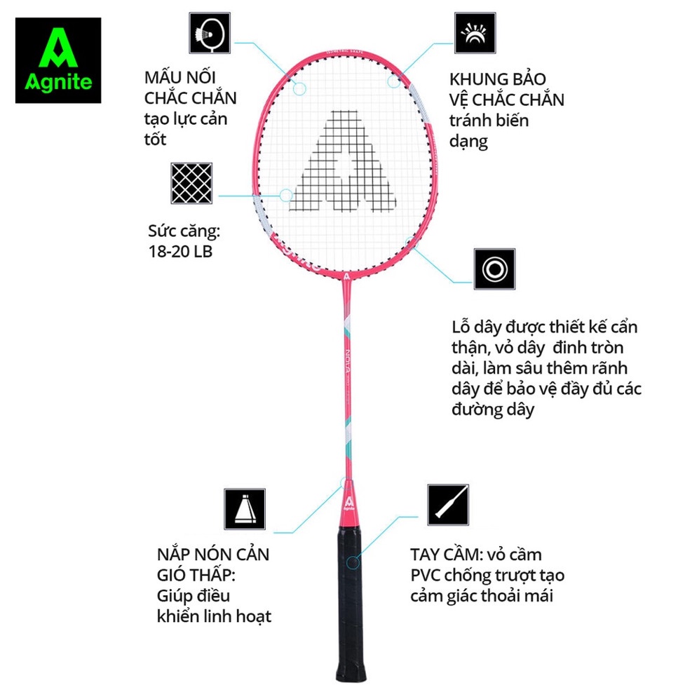 Bộ 2 vợt cầu lông Carbon Siêu Nhẹ Bộ Vợt Cầu Lông Chính Hãng Agnite - F2134 - vpp Diệp Lạc