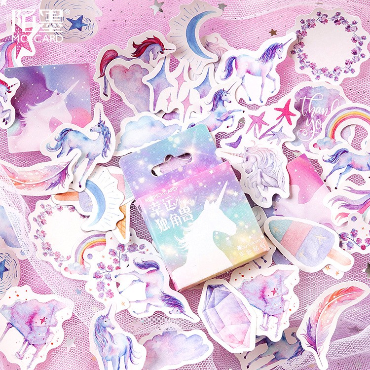 Bộ sticker/ Hình dán Họa Tiết Kì Lân - Unicorn (45 Hình)