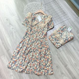 [̵H̵à̵n̵g̵ ̵X̵ị̵n̵]̵ Đầm hoa dáng xòe cổ bánh bèo sexy dễ mặc ( bầu bí mặc oki nhé )