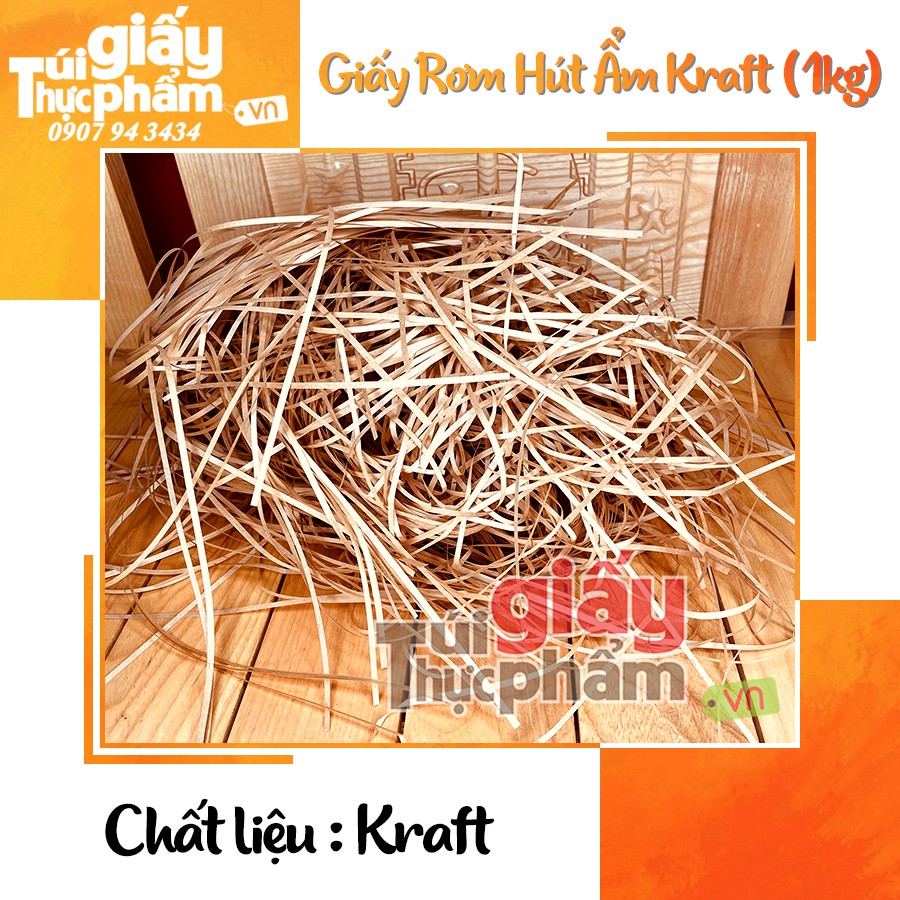 1kg Giấy Rơm Hút Ẩm Kraft Lót Hộp Quà (Kraft) - 3mm cắt đều