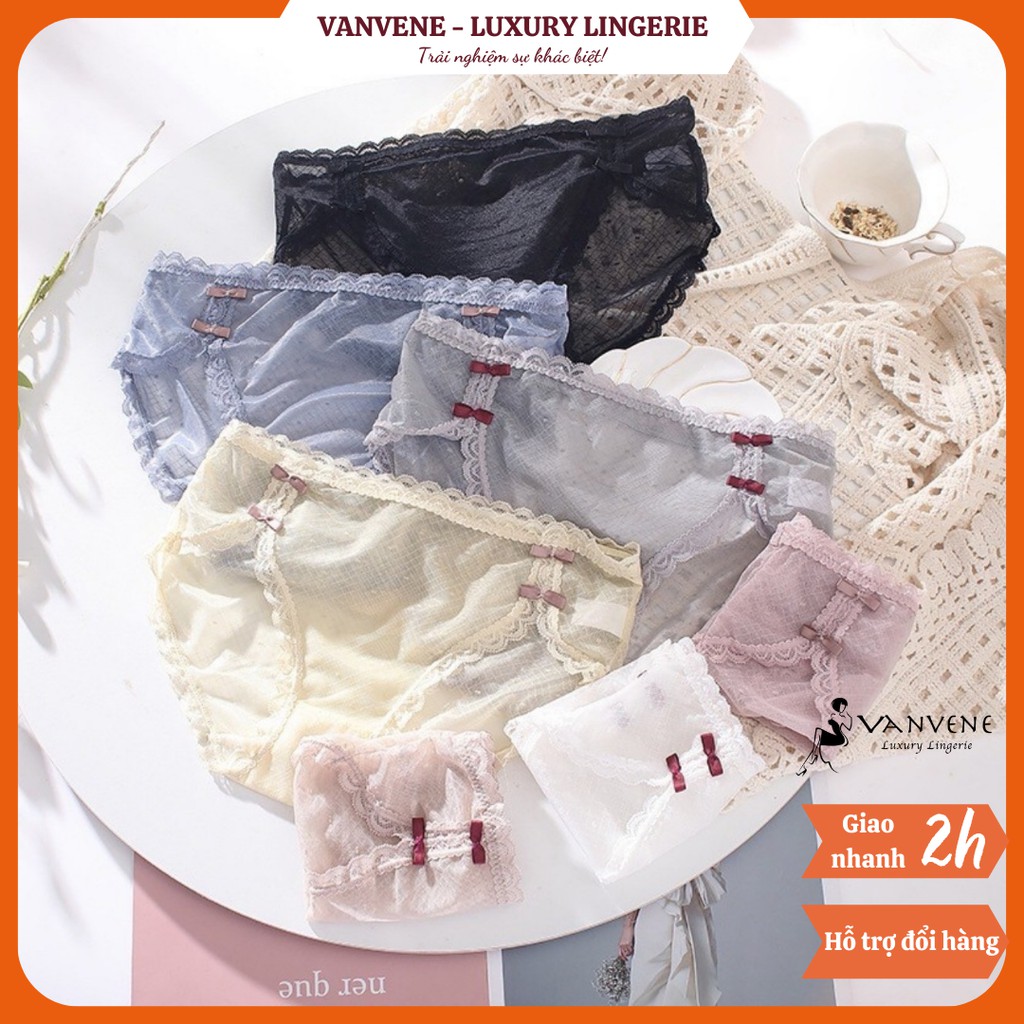 QUẦN LÓT REN LƯỚI PHỐI NƠ XINH XẮN THOÁNG MÁT FREE SIZE Q830