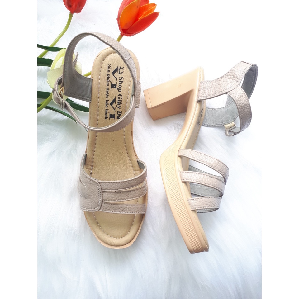Giày đế gót nữ da bò thật cao 7 phân .Màu kem xám . S0014 VI VI
