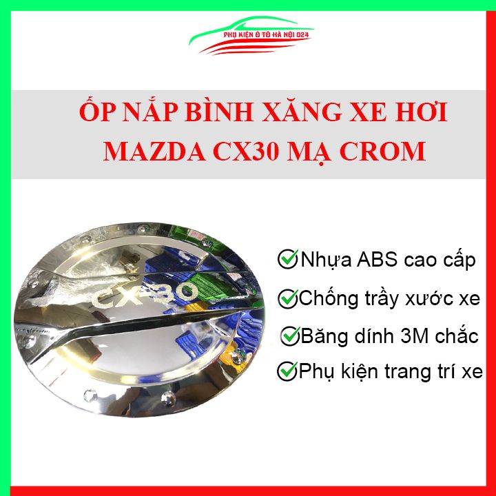 Ốp nắp xăng Mazda CX-30 CX30 mạ crom bảo vệ chống trầy trang trí ô tô