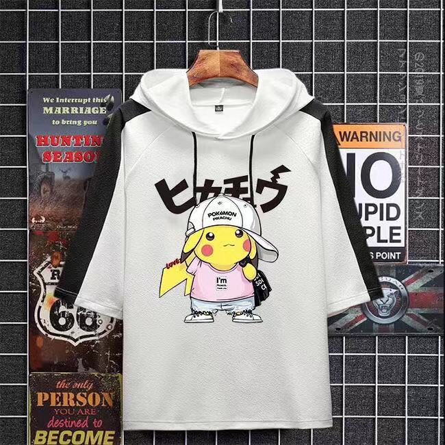 🔥HOT🔥 Autumn Men's Women's Pikachu Loose-fitting Hoodie Couple Half Sleeve T-shirt