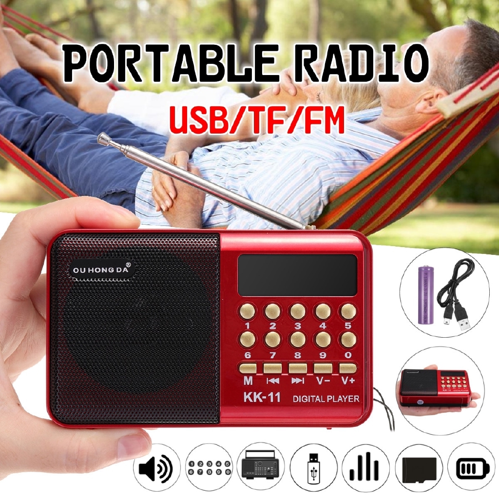 Đài Radio Fm Usb Tf Mp3 Cầm Tay Mini Có Thể Sạc Lại