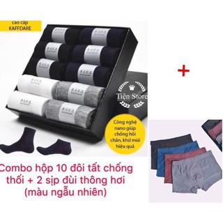 Combo Hộp 10 đôi tất chống thối + 2 Quần Sịp Đùi Thông Hơi Loại Mới..