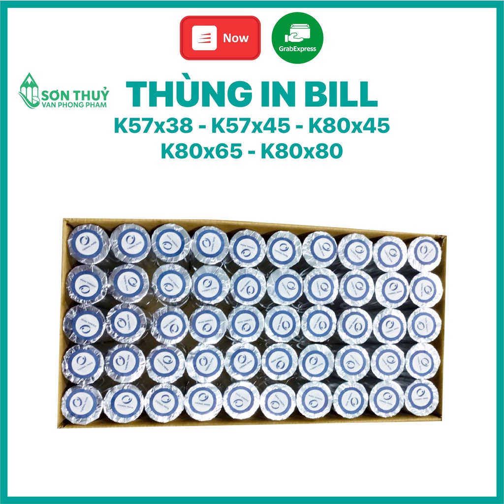 THÙNG Giấy in Bill K80x45, K80x60, K80x65, K57, K58, Giấy in Hóa Đơn 80mm, 57mm, Giấy in Nhiệt 80mm