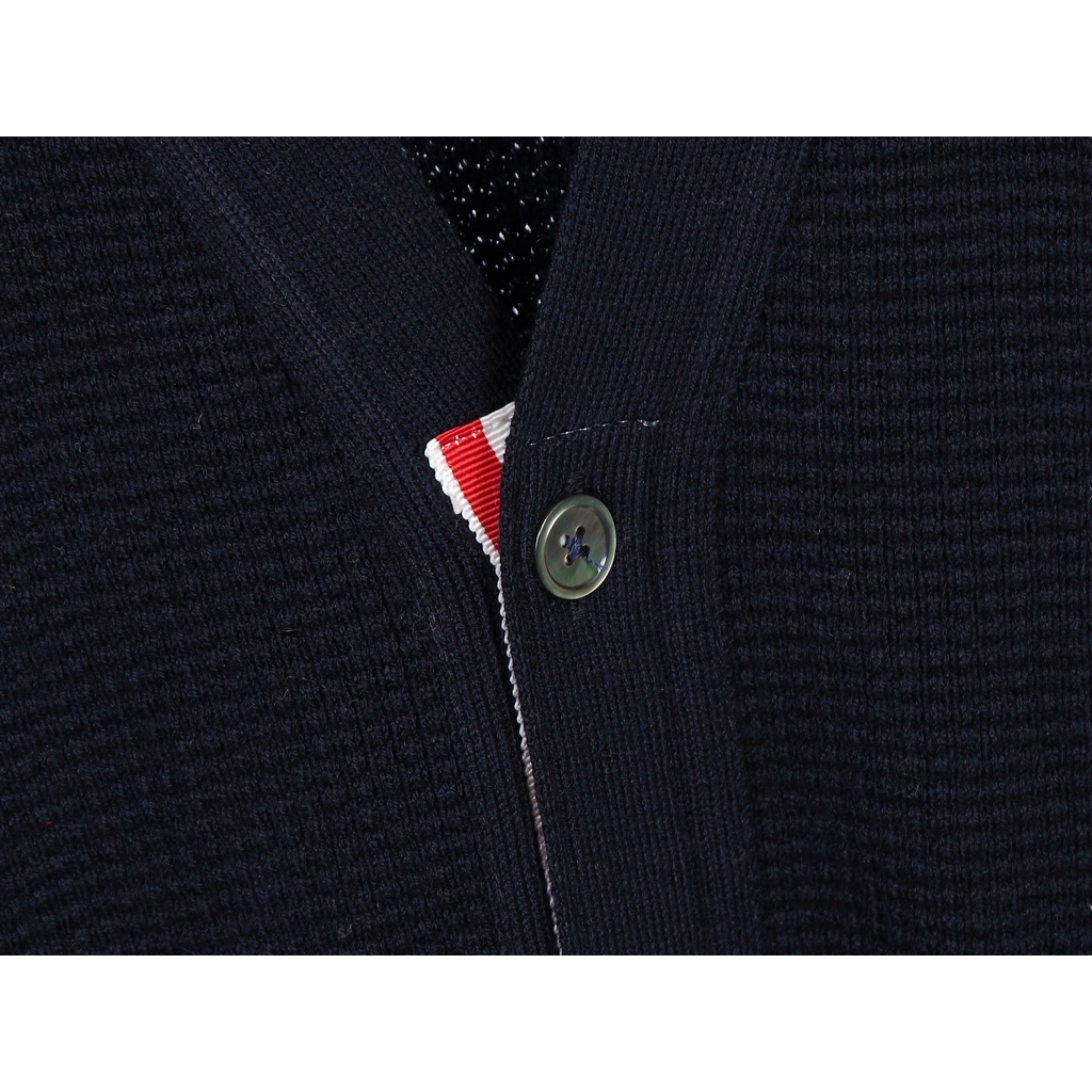 Áo khoác cổ tim Cardigan nam nữ dệt kim Thom Brow.ne 4-Bar 20235 chất vải nhung tăm cao cấp thiết kế tay áo kẻ sọc