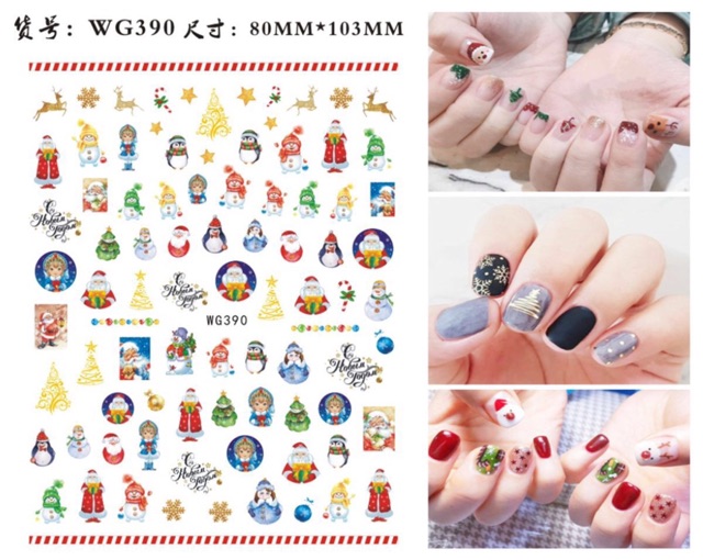 sticker noel dán móng tay nail hot mới