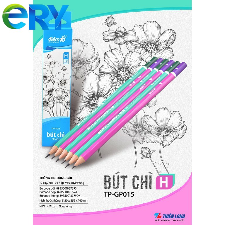 Bút Chì Gỗ Độ Cứng H 𝑻𝒉𝒊𝒆̂𝒏 𝑳𝒐𝒏𝒈 Điểm 10 TP-GP015