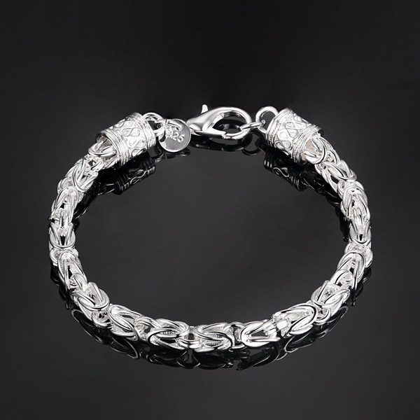 Vòng tay bạc Sterling - Mạ 925 unisex - Phong cách Hiphop đường phố
