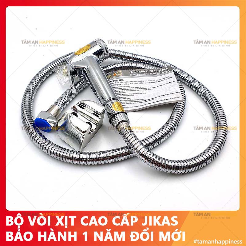 Bộ vòi xịt vệ sinh, xịt bồn cầu cao cấp, kèm dây dẫn và đế cài JIKAS, bảo hành đổi mới 1 năm.