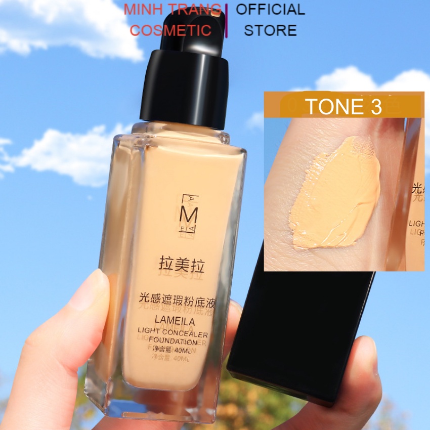 Kem nền Lameila Light Concealer Foundation 3020,kem dưỡng ẩm,dưỡng trắng da mềm mịn,kiềm dầu,che khuyết điểm làm sáng da