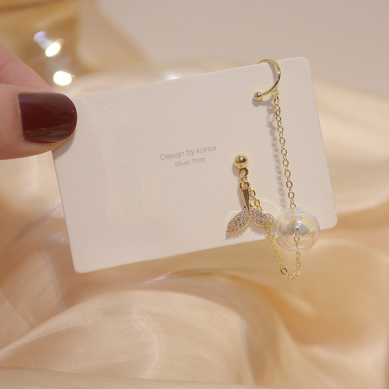 Youyo Khuyên Tai Dạng Hạt Tua Rua Hình Đuôi Cá Voi Vintage Helix Xích Dài Cho Xe Đạp Địa Hình