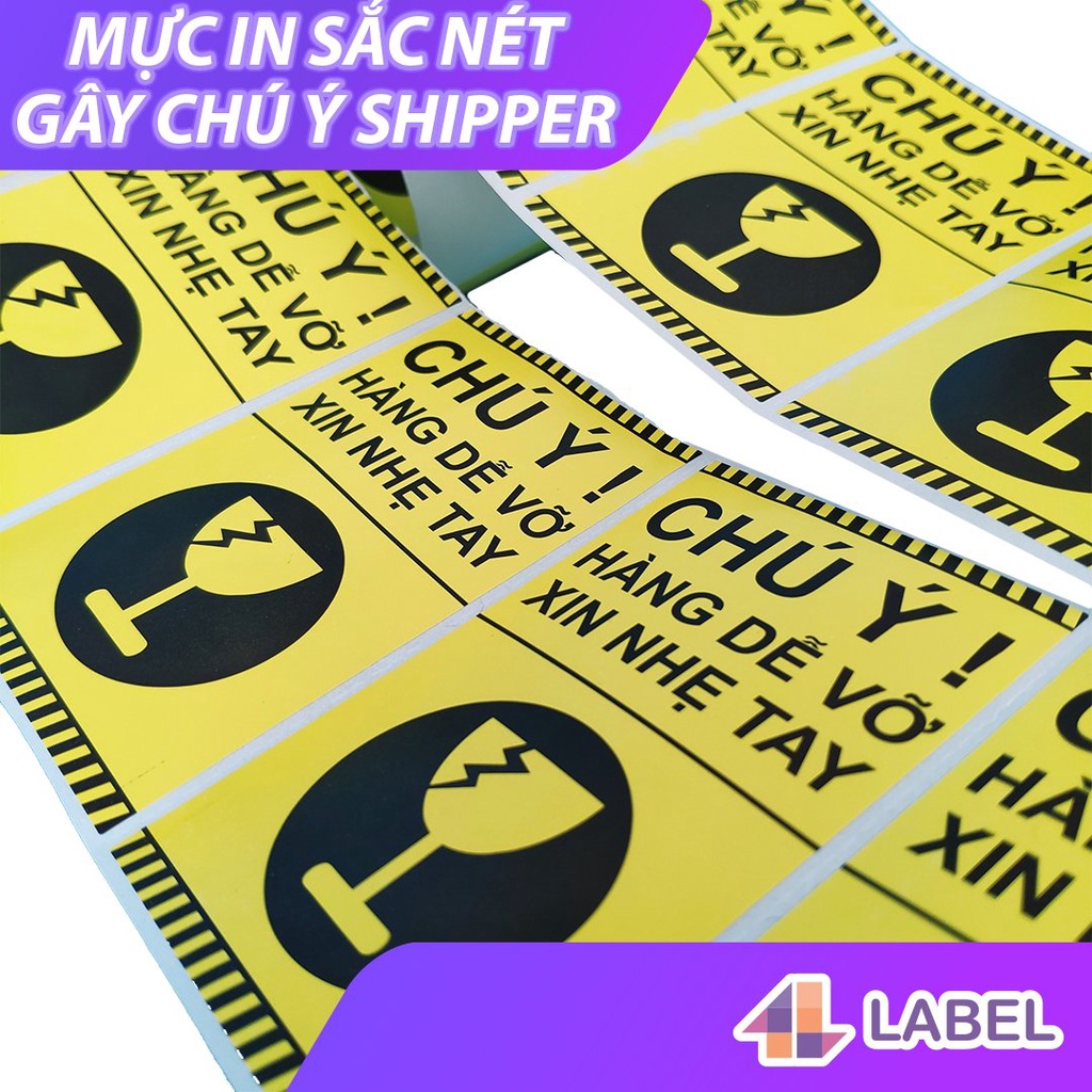 Decal Dán, Nhãn Dán, Tem Dán Lưu Ý Hàng Dễ Vỡ Xin Nhẹ Tay, Có Keo Dính - Size 10x6cm Cán Màng Bóng Chống Nước Chống Trầy