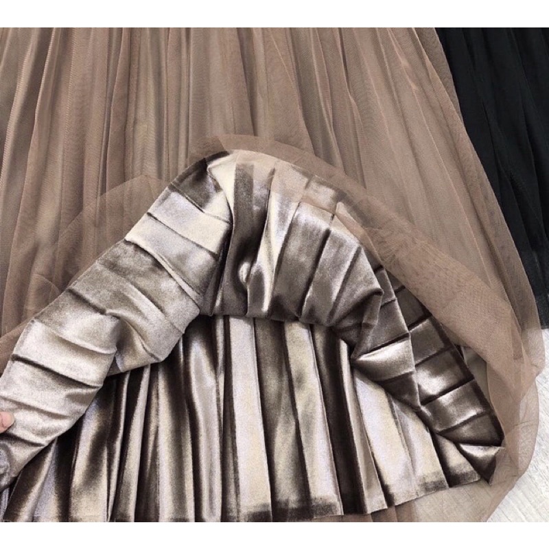 Chân váy nhung ren 2 lớp