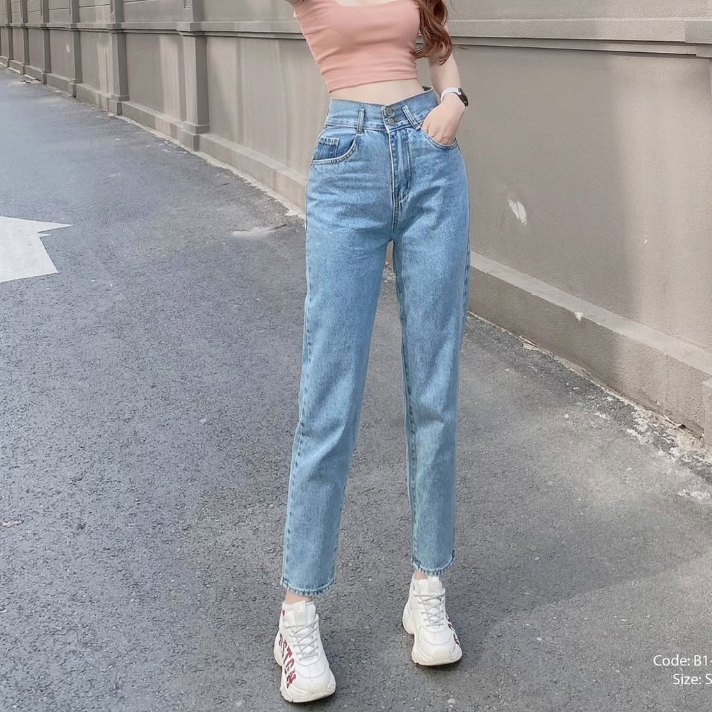 Quần Baggy Jean Nữ Màu Xanh Nhạt, Chất Jean Mềm Đẹp, Dáng Quần Chuẩn, Hình Shop Tự Chụp, Cam Kết Đổi Trả | BigBuy360 - bigbuy360.vn