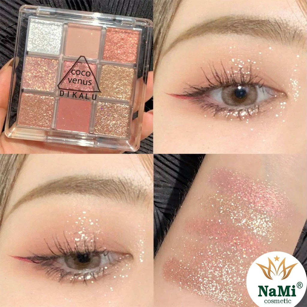 Bảng Mắt Nhũ 9 Ô Vuông Dikalu Baby nội địa trung chống thấm nước và lâu trôi