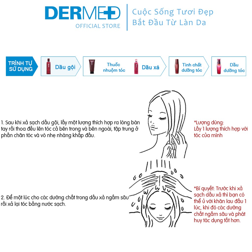 Dầu xả chăm sóc tóc nữ, nam phục hồi tóc hư tổn chăm sóc tóc toàn diện Dermed HairTreatment hàng nội địa Nhật Bản 240ml