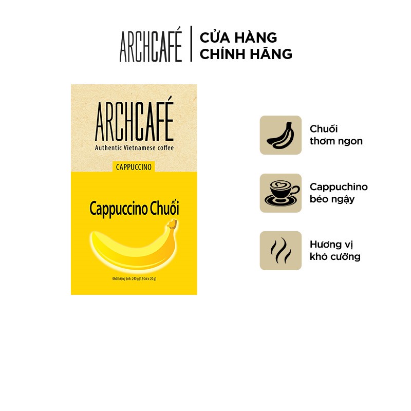 Cà phê hòa tan vị Cappuccino Chuối Archcafé (hộp 12 gói x 20g)