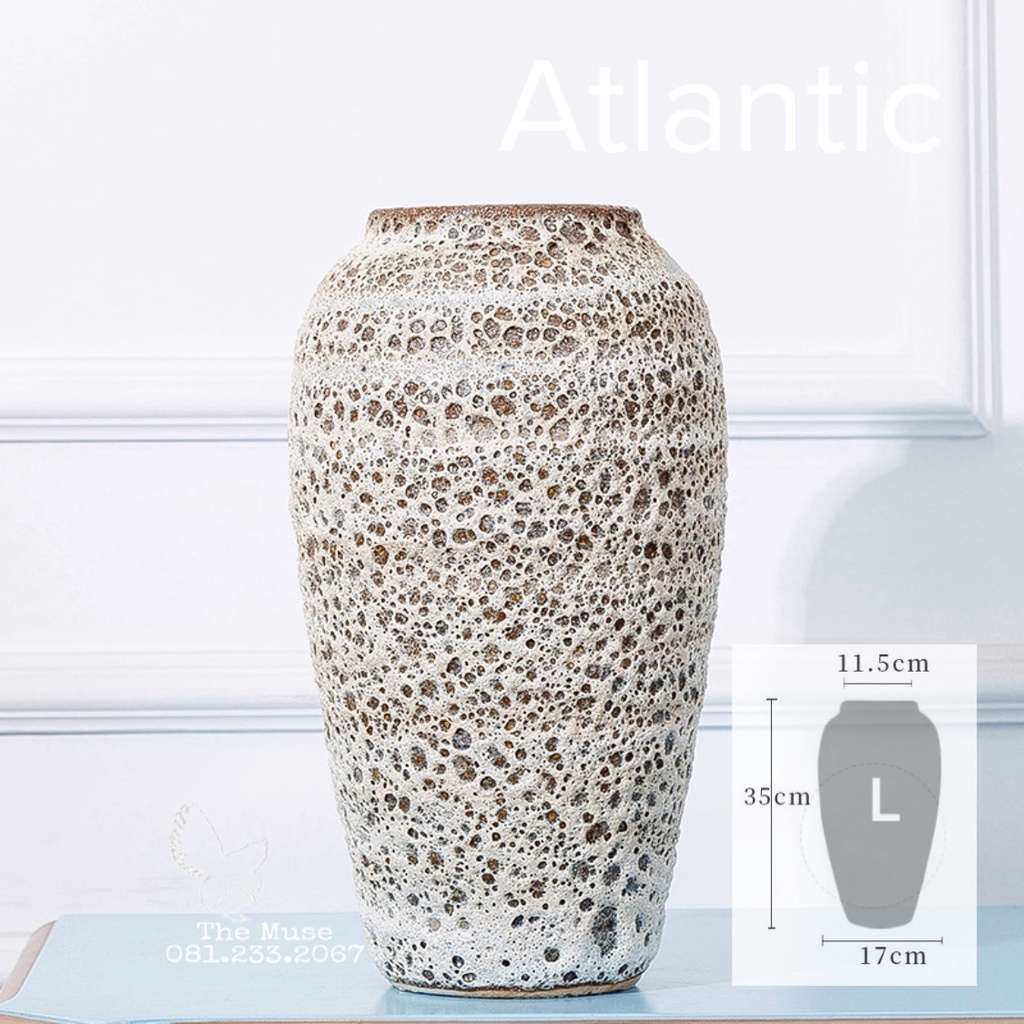 Bình Gốm Cổ Mộc - Chất Liệu Atlantis - Decor Trang Trí Nhà Cửa - Phong Gia Thạch