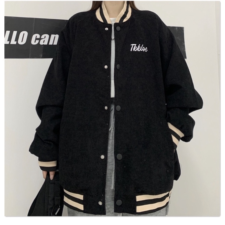 Áo khoác bomber chất liệu nhung tăm chữ thêu xịn sò