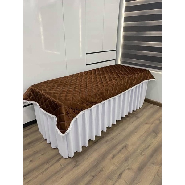 tấm phủ giường spa lụa chần bông phối ren siêu xinh kt 110x220