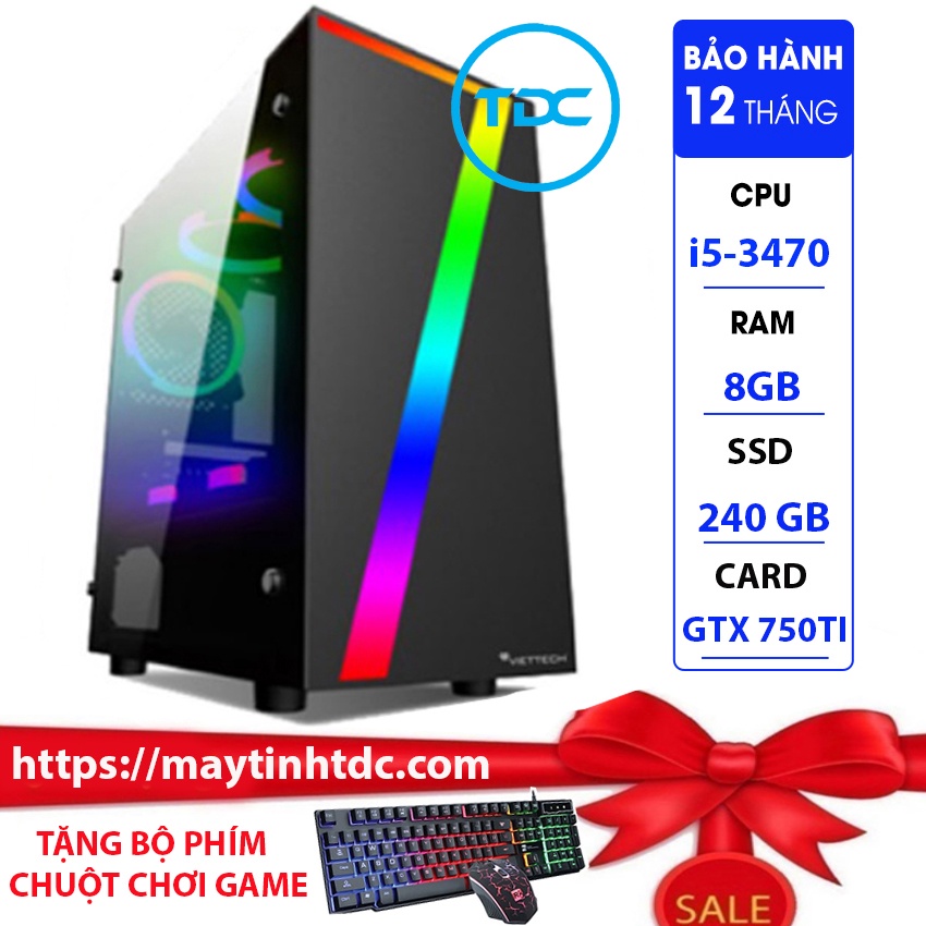 Case MAX PC GAMING X7 CPU Core i5-3470 Ram 8GB SSD 240GB GTX 750TI Chơi PUBG,LOL,CF,Fifa4,Đế chế...+Bộ Phím Chuột Game