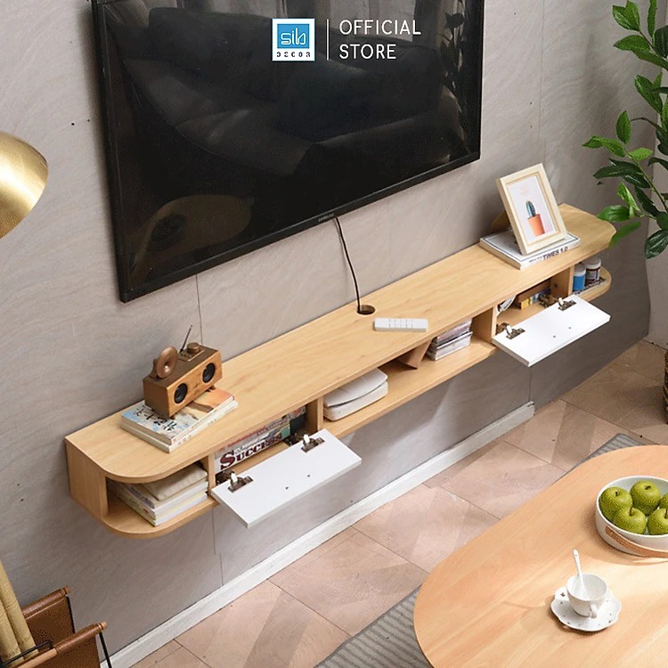 Kệ Trang Trí Tivi Phòng Khách, Phòng Ngủ Hiện Đại Màu Gỗ Sồi Kết Hợp Trắng SIB Decor