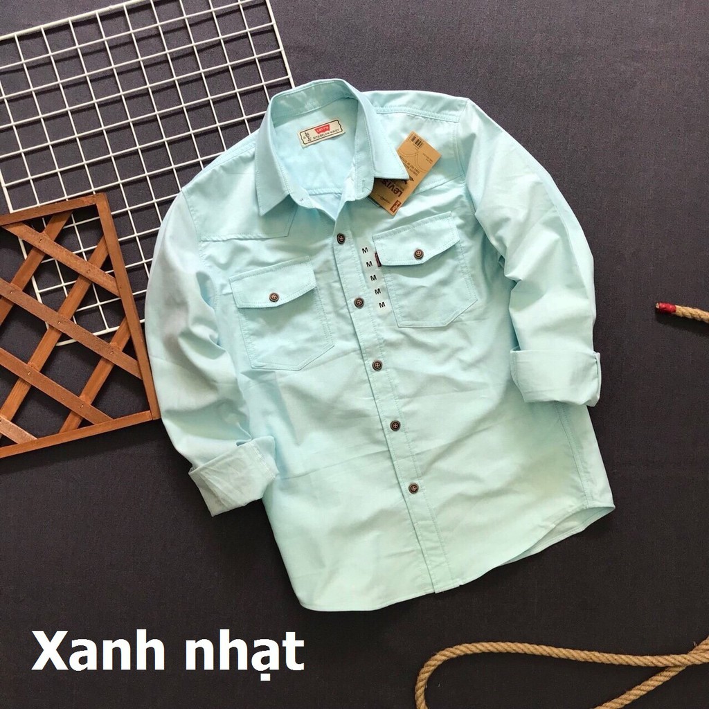 áo nam cotton Áo sơ mi nam denim dài tay thời trang 2018 phối túi cực đẹp ASMDBP018