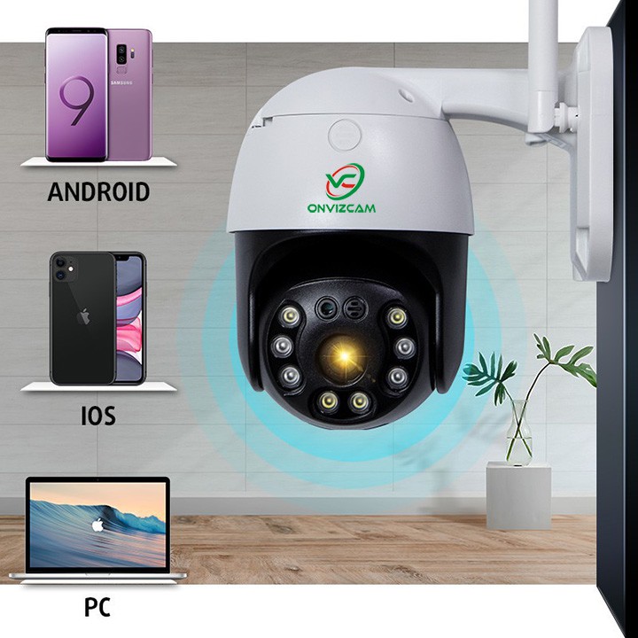 Camera WIFI PTZ ngoài trời Onvizcam HK30 3.0MPX - Xoay 360 độ, đàm thoại, phát hiện chuyển động