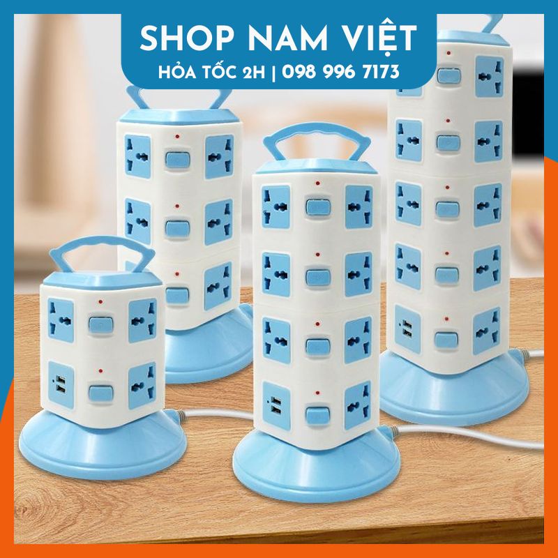 Ổ Điện Hình Trụ 3-4 Tầng, 12/16 Ổ Cắm, 3 Cổng USB Có Công Tắc Riêng