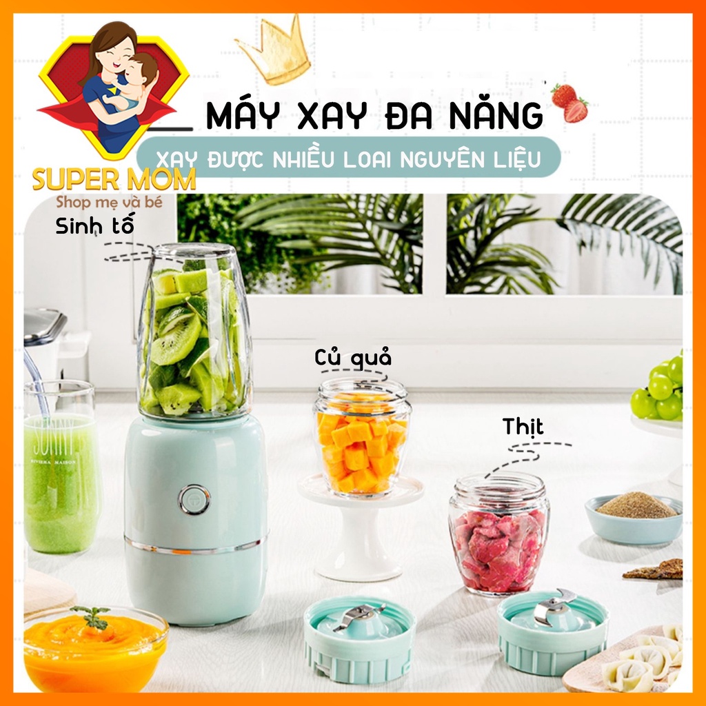 💥RẺ NHẤT💥 Máy Xay Đa Năng, Máy xay 3 cối 6 lưỡi xay đồ ăn dặm nội địa Trung chính hãng