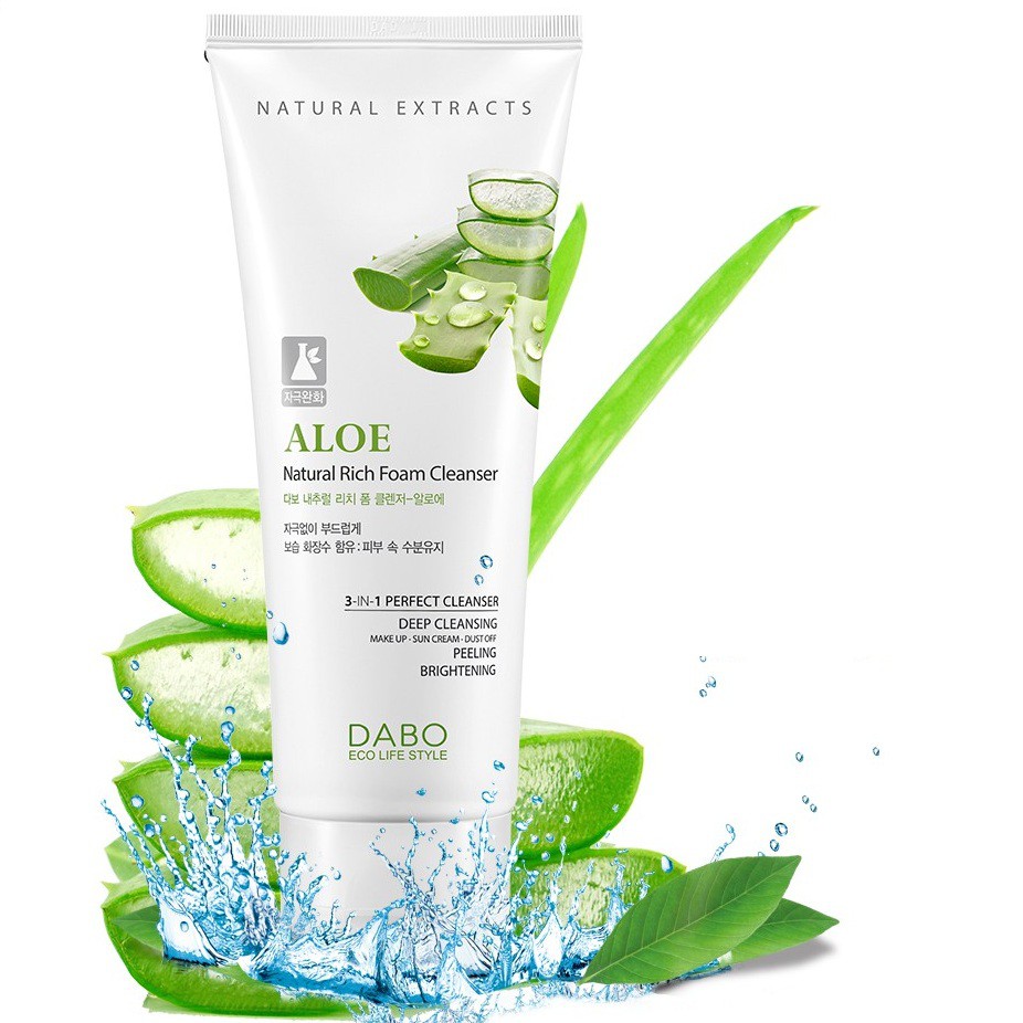 Hàng chính hãng- Sữa rửa mặt lô hội DABO ALOE FOAM CLEANSING hàn quốc giúp trắng da, sạch nhờn, ngừa mụn 60ml/Tuýp