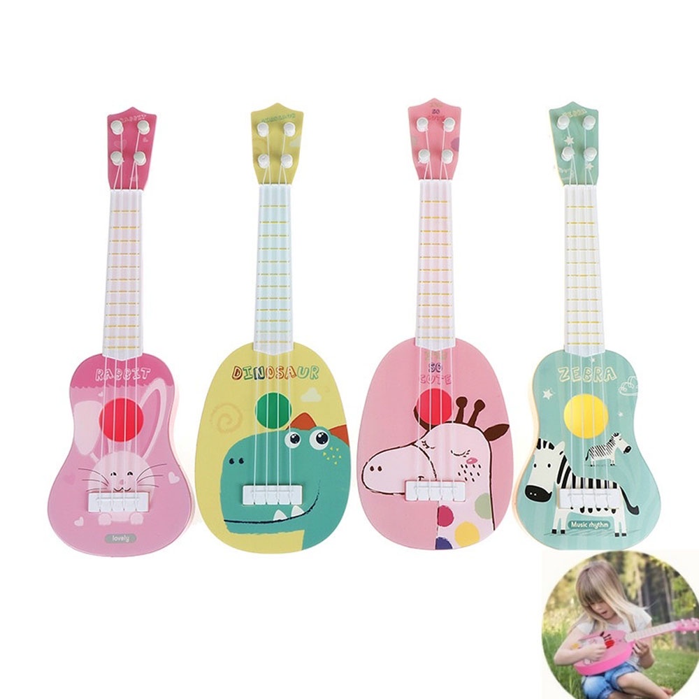 1 Đồ Chơi Đàn Ukulele Họa Tiết Hoạt Hình Động Vật Giáo Dục Sớm Cho Bé